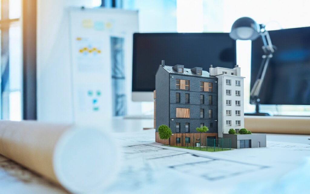 Maquette d’une mini copropriété développée par SIMPROM en Île-de-France